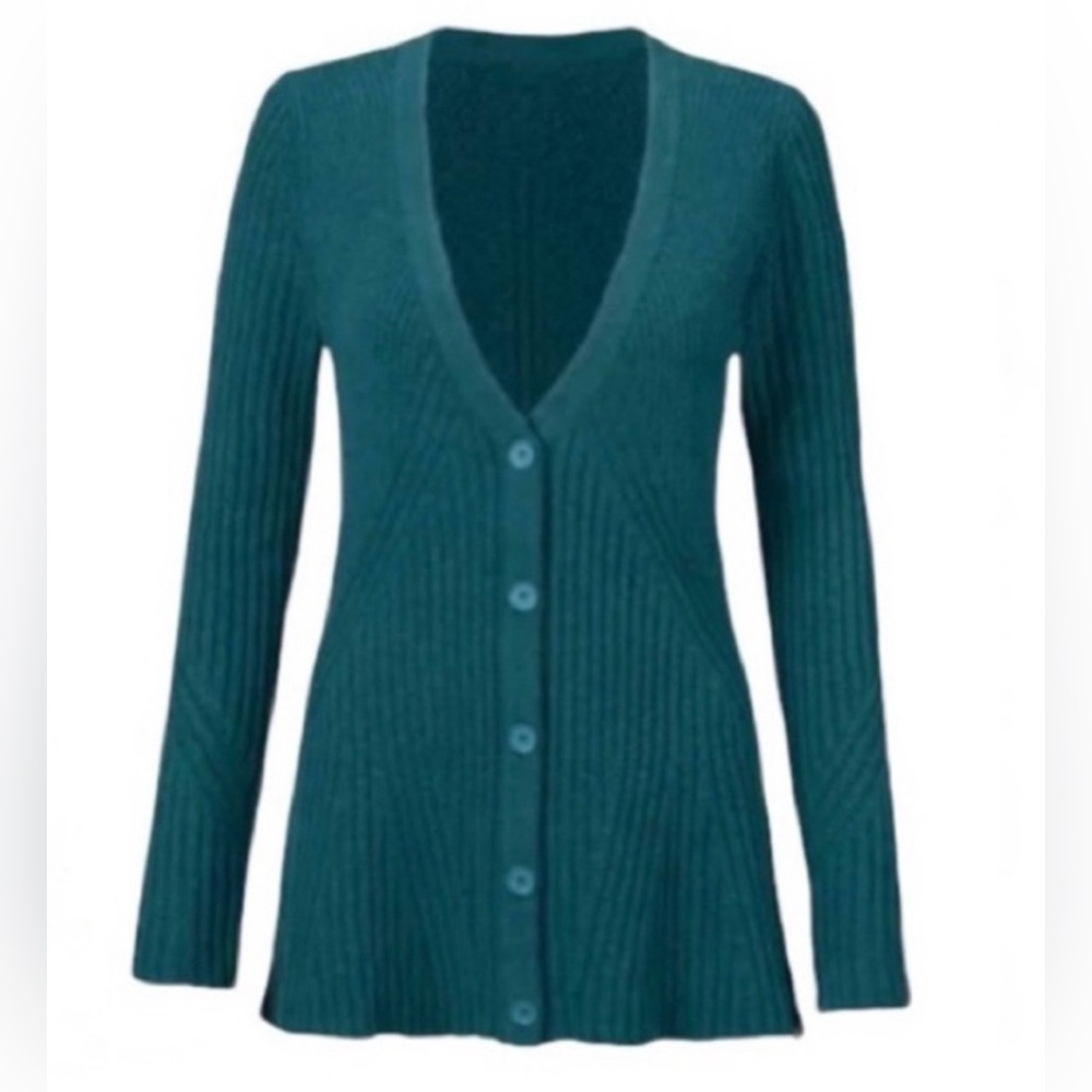 Cabi Deco Textured Cardigan Sweater in Teal Style 3712 Size Medium